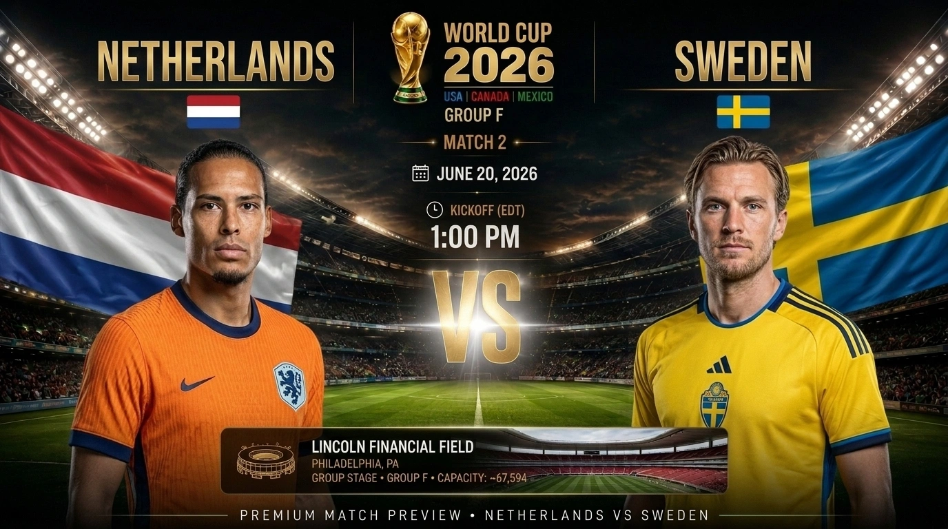 Netherlands vs Sweden World Cup 2026 Matchday 2 preview